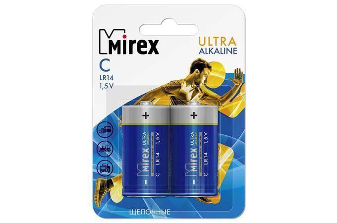 Батарейка алкалиновая Mirex LR14 / C 1,5V  цена за 2 шт (2/12/96), блистер (23702-LR14-E2)