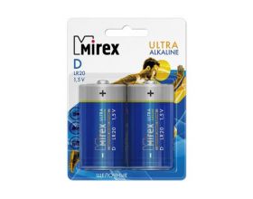 Батарейка алкалиновая Mirex LR20 / D 1,5V  цена за 2 шт (2/12/96), блистер (23702-LR20-E2)