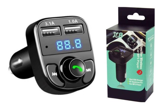 FM-Модулятор X8 (12V, handsfree, FM, Bluetooth, зарядка телефона)