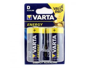 Батарейка алкалиновая VARTA ENERGY 4120 LR20/2BL (цена за блистер 2 шт)