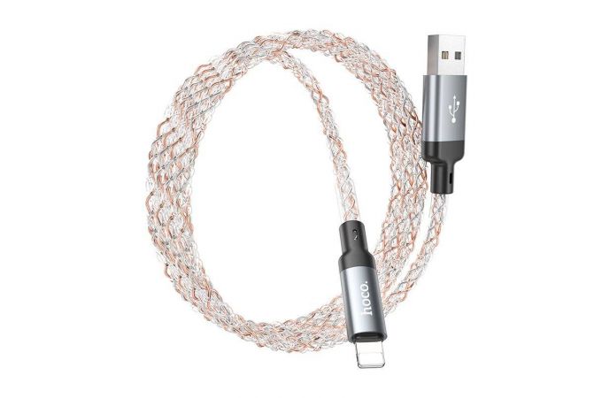 Кабель USB - Lightning HOCO U112 Серый 2.4A (iOS Lighting) 1м LED (ABSOLUT)