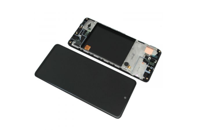 Дисплей для Samsung A515FN Galaxy A51 Black в сборе с тачскрином + рамка, 100%