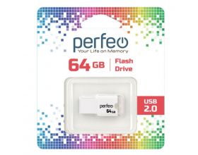 Флешка USB 2.0 Perfeo USB 64GB M01 White