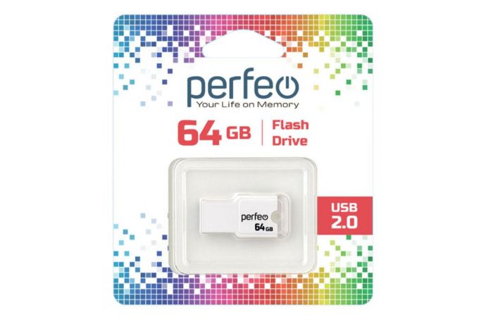 Флешка USB 2.0 Perfeo USB 64GB M01 White