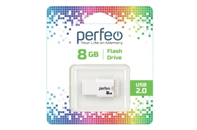 Флешка USB 2.0 Perfeo USB 8GB M01 White