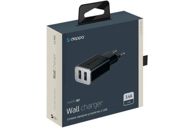 Сетевое зарядное устройство USB Deppa (11385) 2 USB 3.4А Ultra (черный)