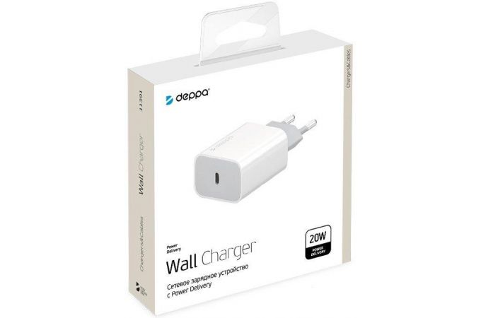 Сетевое зарядное устройство USB Deppa (11391) USB-C, QC 3.0, Power Delivery, 20 Вт (белый)