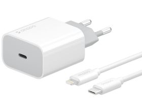 Сетевое зарядное устройство USB-C + кабель Lightning - Type-C Deppa (11392) Power Delivery 18Вт (белый)