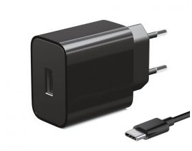 Сетевое зарядное устройство USB + кабель Type-C Maverick USB 1,2A (черный)