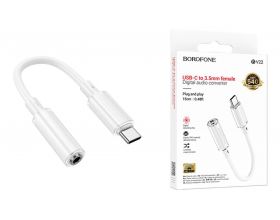 Адаптер для проводной гарнитуры c 3.5 мм на Type-C BOROFONE BV22 (белый)