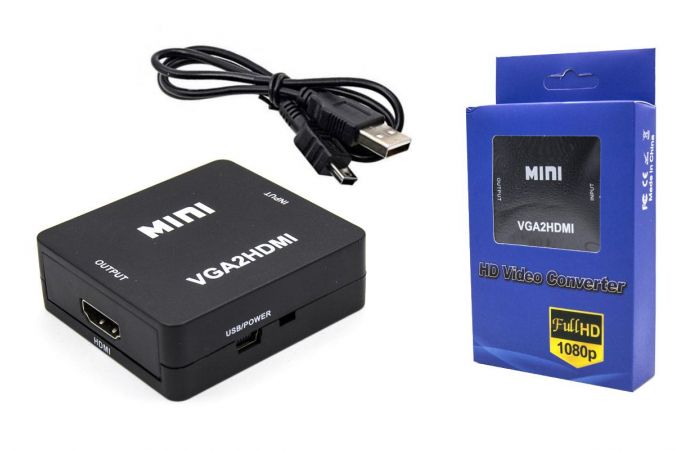 Конвертер переходник VGA (мама) - HDMI (мама) черный