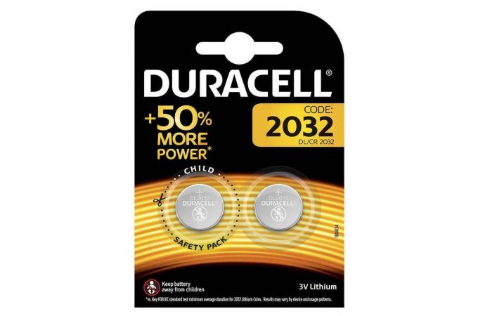 Батарейка литиевая Duracell DL2032 BL2 цена за блистер 2 шт