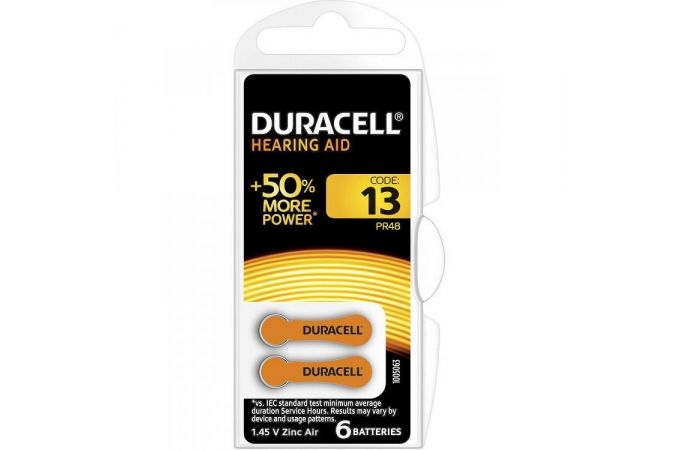 Батарейка часовая для слуховых аппаратов Duracell ZA13-6BL цена за блистер 6 шт