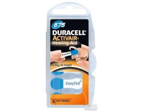 Батарейка часовая для слуховых аппаратов Duracell ZA675-6BL цена за блистер 6 шт