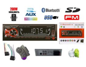 Автомагнитола 3305 1DIN (Bluetooth, FM, AUX, USB, SD, Пульт ДУ на руль, провода)