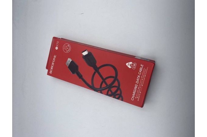 Кабель USB - MicroUSB BOROFONE BX70 2,4A (черный) 1м (УЦЕНКА! МЯТАЯ УПАКОВКА)