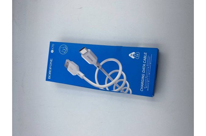 Кабель USB - USB Type-C BOROFONE BX70, 2,4A (белый) 1м (УЦЕНКА! МЯТАЯ УПАКОВКА)