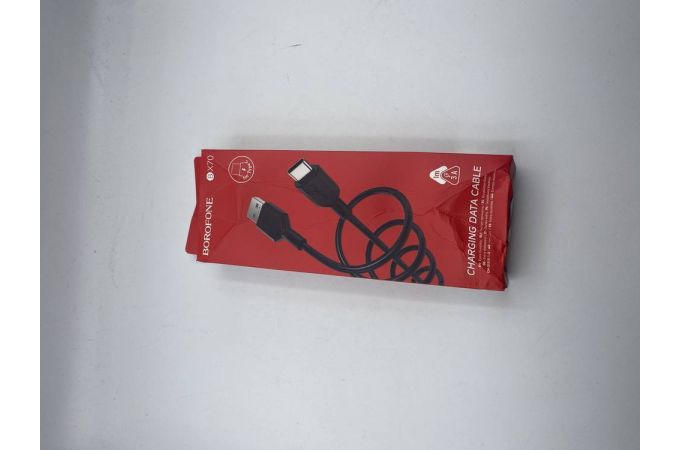 Кабель USB - USB Type-C BOROFONE BX70, 2,4A (черный) 1м (УЦЕНКА! МЯТАЯ УПАКОВКА)
