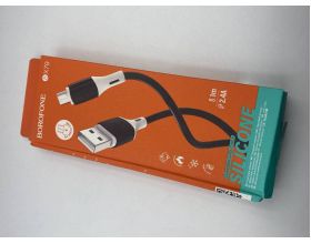 Кабель USB - MicroUSB BOROFONE BX79 силиконовый 2,4A (черный) 1м (УЦЕНКА! МЯТАЯ УПАКОВКА)