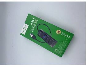 Разветвитель USB HUB 3.0 HOCO HB25 на 4 порта 1xUSB3.0 + 3xUSB2.0 (Black) (УЦЕНКА! МЯТАЯ УПАКОВКА)