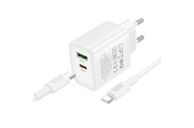 Сетевое зарядное устройство USB + кабель Type-C Type-C BOROFONE BA83A Flare star PD20W+QC3.0 (черный)