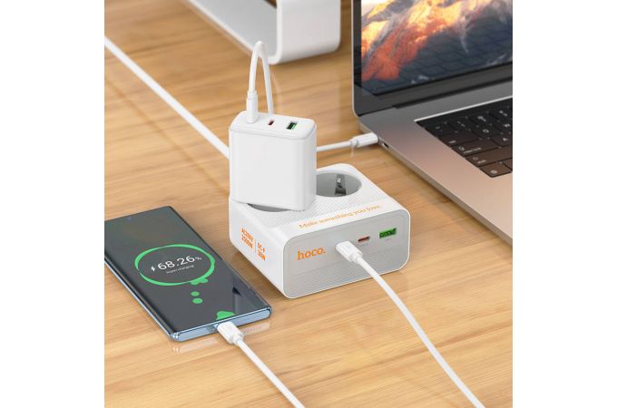 Сетевой фильтр HOCO AC27 Descanso 2 socket (with PD30W/2C1A) 2м (белый)