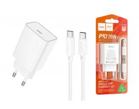 Сетевое зарядное устройство USB-C + кабель Type-C HOCO C143A Benefit (белый)