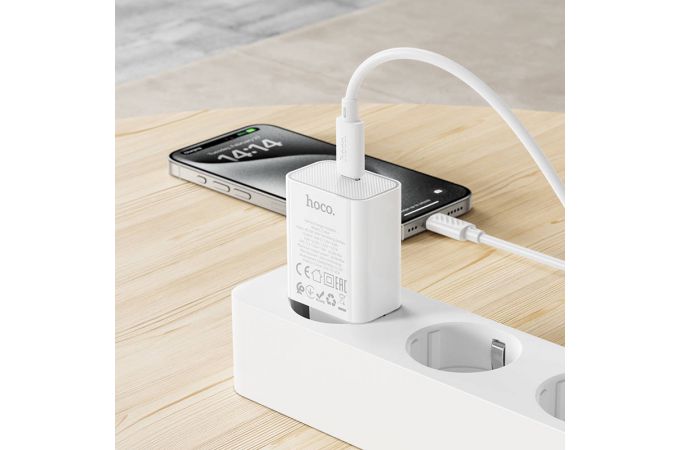 Сетевое зарядное устройство USB-C + кабель Type-C HOCO C143A Benefit (белый)