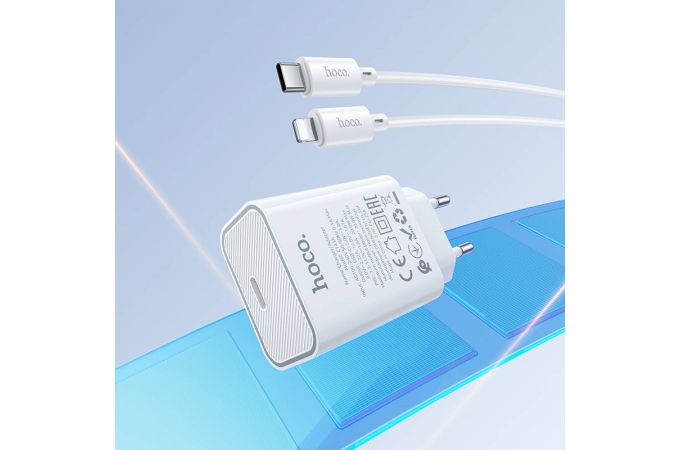 Сетевое зарядное устройство USB-C  + кабель Lightning - Type-C HOCO C143A Benefit (белый)