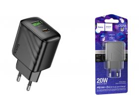 Сетевое зарядное устройство USB + USB-C HOCO CS25A Rico PD20W+QC3.0 (черный)