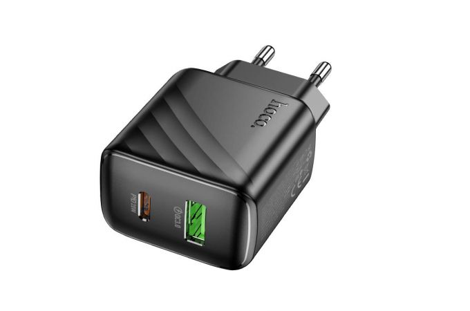 Сетевое зарядное устройство USB + USB-C HOCO CS25A Rico PD20W+QC3.0 (черный)