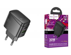 Сетевое зарядное устройство USB + USB-C HOCO CS61A Bright PD30W+QC3.0 (черный)