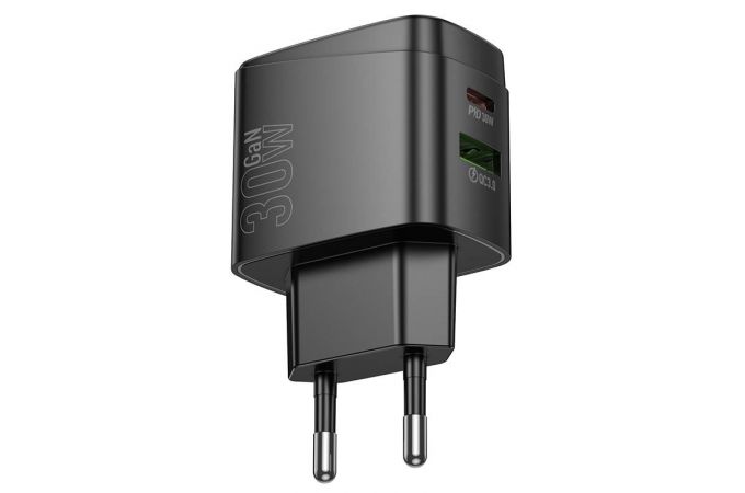 Сетевое зарядное устройство USB + USB-C HOCO CS61A Bright PD30W+QC3.0 (черный)