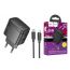 Сетевое зарядное устройство USB + USB-C + кабель Type-C - Lightning HOCO CS61A Bright PD30W+QC3.0 (черный)