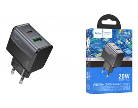 Сетевое зарядное устройство USB + USB-C HOCO CS71A Star Speed PD20W+QC3.0 (черная полночь)