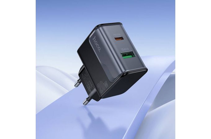Сетевое зарядное устройство USB + USB-C HOCO CS71A Star Speed PD20W+QC3.0 (черная полночь)