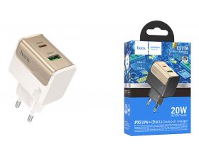 Сетевое зарядное устройство USB + USB-C HOCO CS71A Star Speed PD20W+QC3.0 (белый)