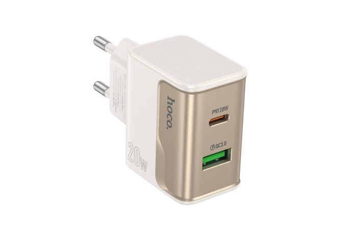 Сетевое зарядное устройство USB + USB-C HOCO CS71A Star Speed PD20W+QC3.0 (белый)