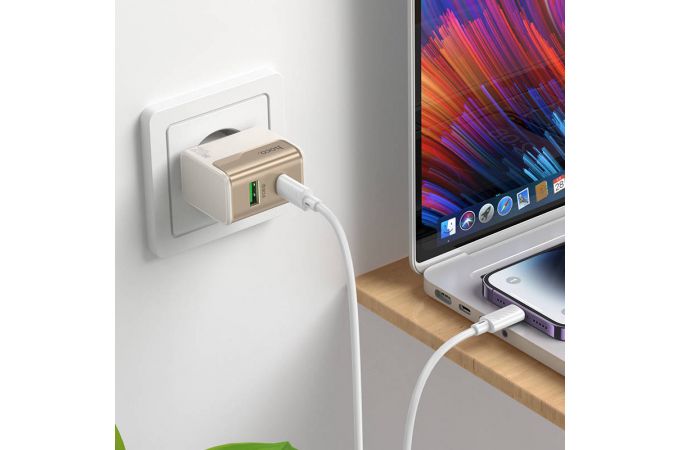 Сетевое зарядное устройство USB + USB-C + кабель Type-C - Lightning HOCO CS71A Star Speed PD20W+QC3.0 (белый)