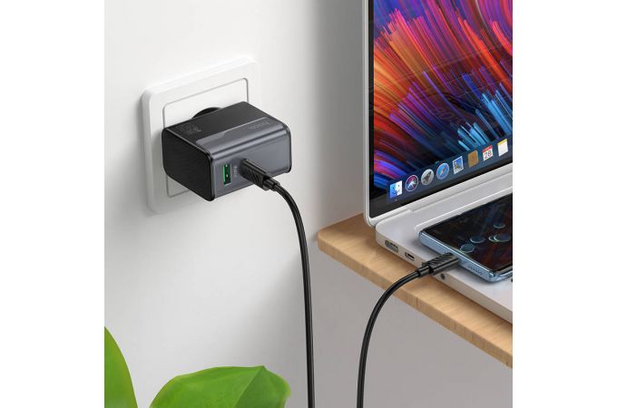 Сетевое зарядное устройство USB + USB-C HOCO CS74A Star Speed PD45W+QC3.0 (черная полночь)