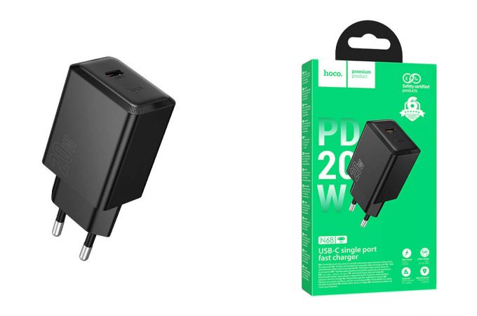 Сетевое зарядное устройство USB-C HOCO N68 Nuevo single port PD20W (черный)
