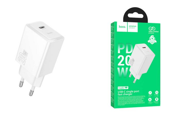 Сетевое зарядное устройство USB-C HOCO N68 Nuevo single port PD20W (белый)