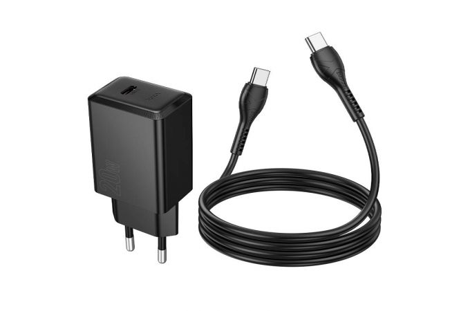 Сетевое зарядное устройство USB-C + кабель Type-C - Type-C HOCO N68 Nuevo single port PD20W (белый)
