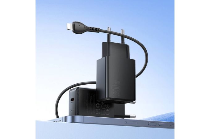 Сетевое зарядное устройство USB-C + кабель Type-C - Lightning HOCO N68 Nuevo single port PD20W (черный)