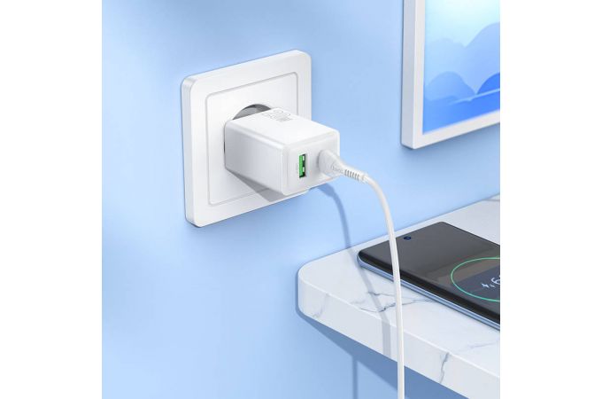 Сетевое зарядное устройство USB + USB-C HOCO N69 Nuevo PD20W+QC3.0 (черный)