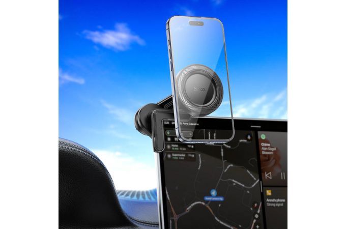 Держатель автомобильный для телефона HOCO H57 Show Ring магнитный с дисплеем (черный)