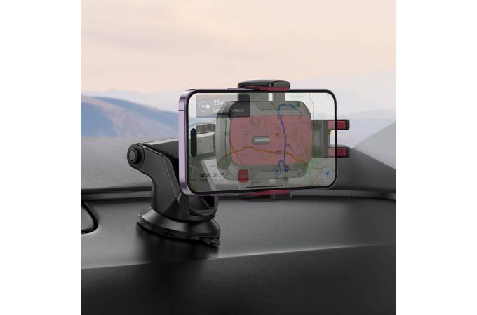 Держатель автомобильный для телефона HOCO H65 Gamble с одной кнопкой на консоль черный