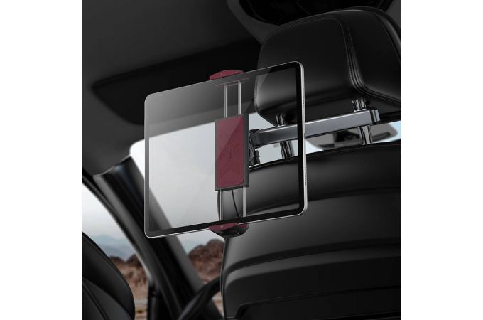 Держатель автомобильный для планшета HOCO H69 Gamble телескопический крепление на спинку переднего сиденья черно-красный