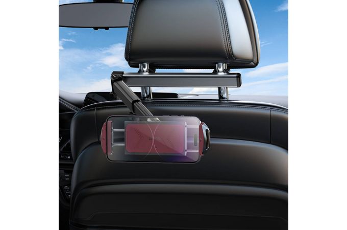 Держатель автомобильный для планшета HOCO H69 Gamble телескопический крепление на спинку переднего сиденья черно-красный