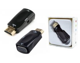 Конвертер переходник HDMI - VGA (папа - мама) черный